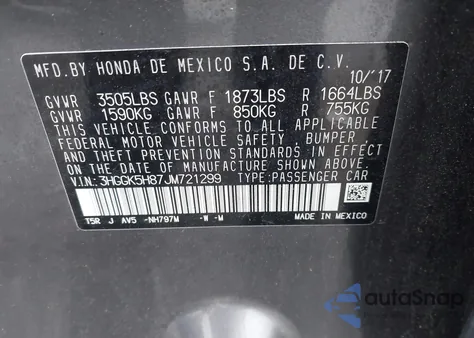 2018 Honda Fit Ex/Exl z USA, uszkodzony, nr VIN 3HGGK5H87JM721299